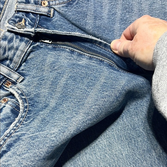 Zara Classic Blue High Waist Straight Leg Jeans Size 10 Denim School Minimalist - Picture 13 of 15